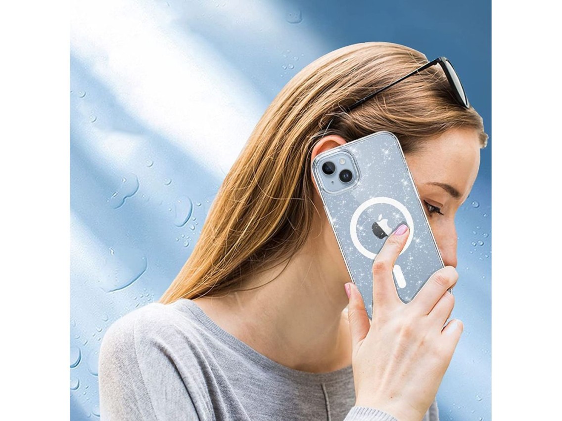 Capa Tech-Protect FlexAir Hybrid MagSafe para iPhone 13/14 - Glitter Transparente