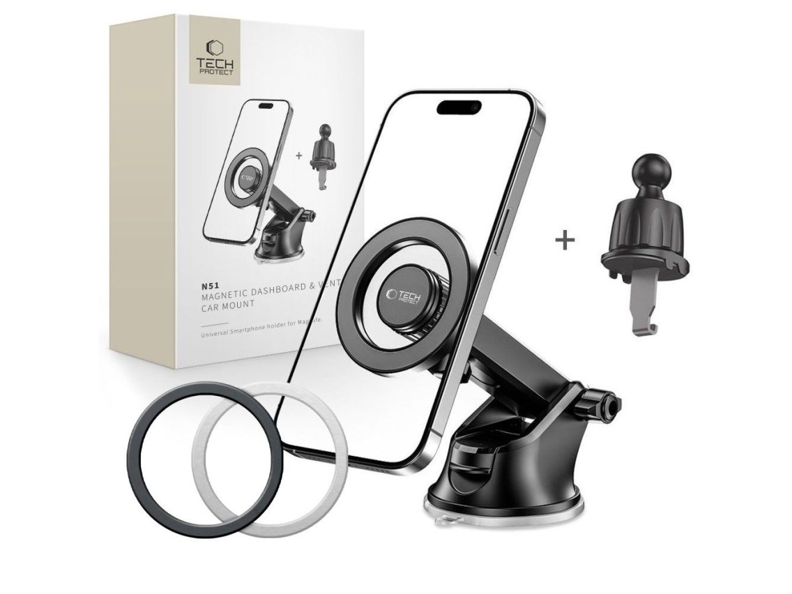 Suporte para celular Tech-Protect N51 MagSafe para carro, para instalação no painel/saída de ar - Pr