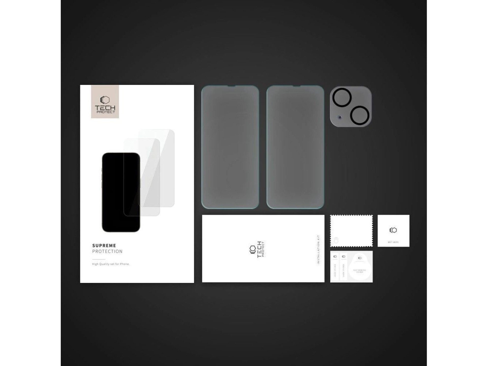 Tech-Protect Supreme Set for iPhone 14 2x tempered glass for display / tempered glass for camera
