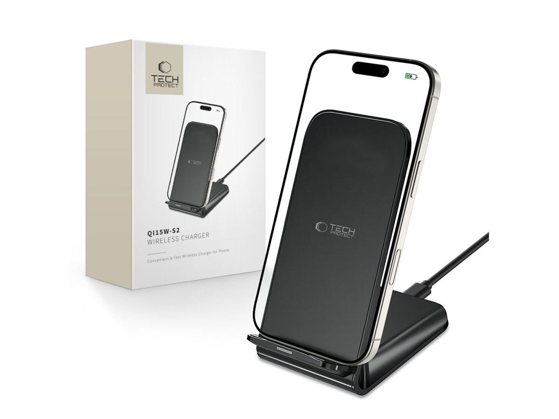 Tech-Protect QI15W-S2 inductive charger 15W in the form of a stand - black