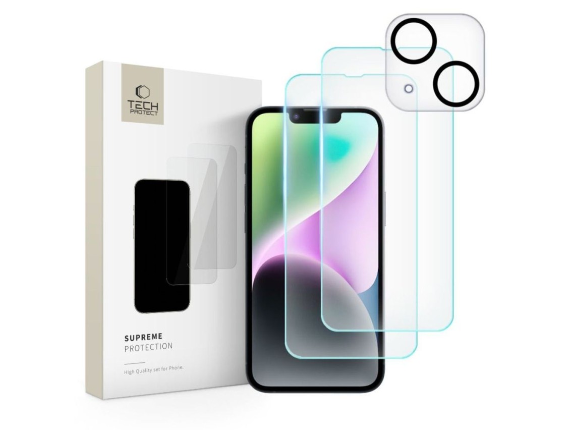 Tech-Protect Supreme Set for iPhone 14 2x tempered glass for display / tempered glass for camera