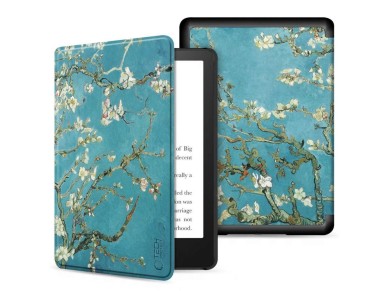 Capa Tech-Protect SmartCase para Kindle 11" 2022 - Azul com flores de sakura
