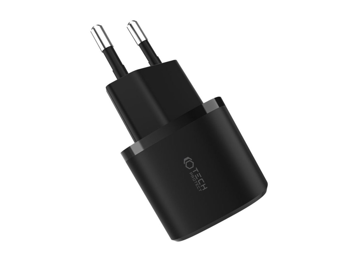 Carregador Tech-Protect C20W mini USB-C PD 20W / USB-A QC 3.0 - preto