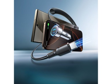 Cargador de coche Joyroom JR-CL07 3 en 1 de 72 W con cable USB-C de 1,6 m � Negro