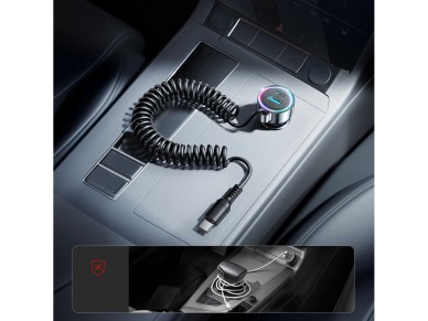 Cargador de coche Joyroom JR-CL07 3 en 1 de 72 W con cable USB-C de 1,6 m � Negro