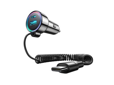 Cargador de coche Joyroom JR-CL07 3 en 1 de 72 W con cable USB-C de 1,6 m � Negro