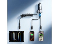 Carregador veicular 3 em 1 Joyroom JR-CL07 de 72 W com cabo USB-C de 1,6 m – Preto Carregador veicular 3 em 1 Joyroom JR-CL07 de 72 W com cabo USB-C de 1,6 m – Preto
