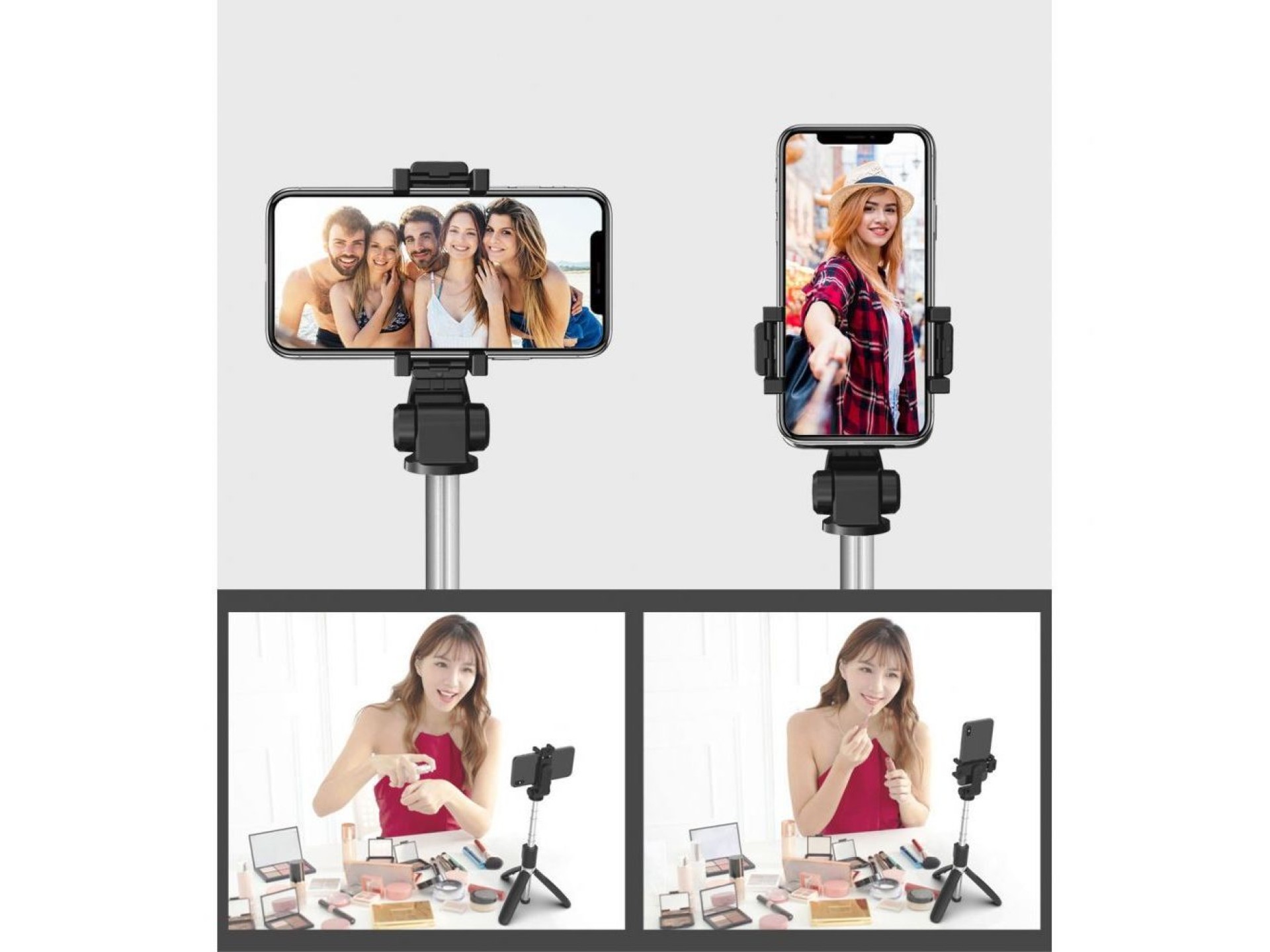 Bastão de selfie Bluetooth Tech-Protect L02S com tripé de até 72 cm - preto