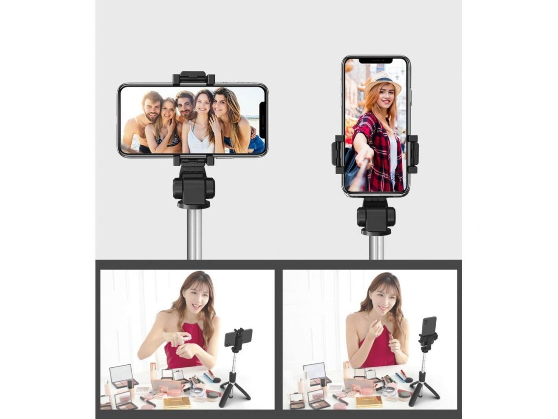 Bastão de selfie Bluetooth Tech-Protect L02S com tripé de até 72 cm - preto