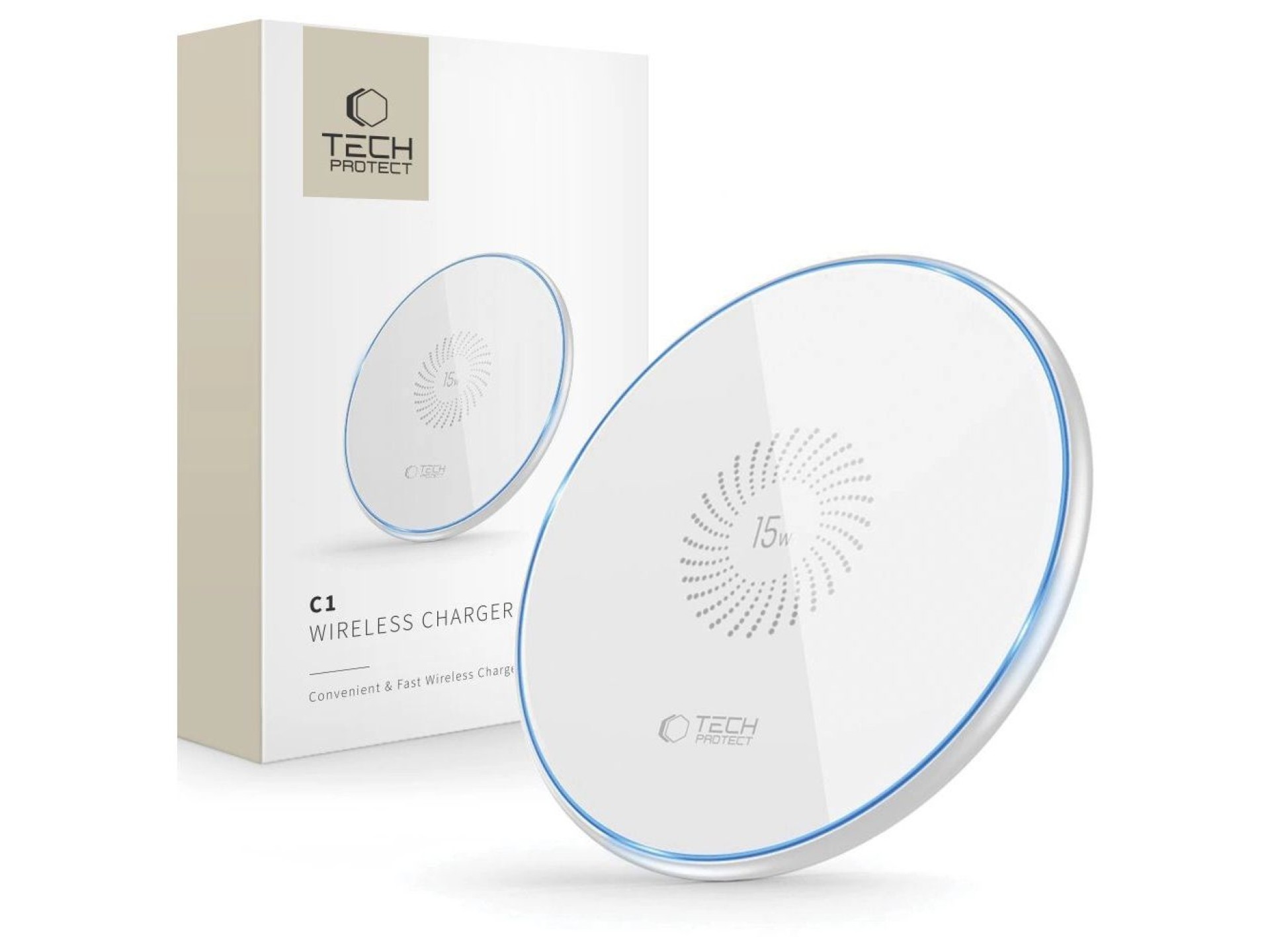 Cargador inductivo Tech-Protect QI15W-C1 de 15 W - blanco