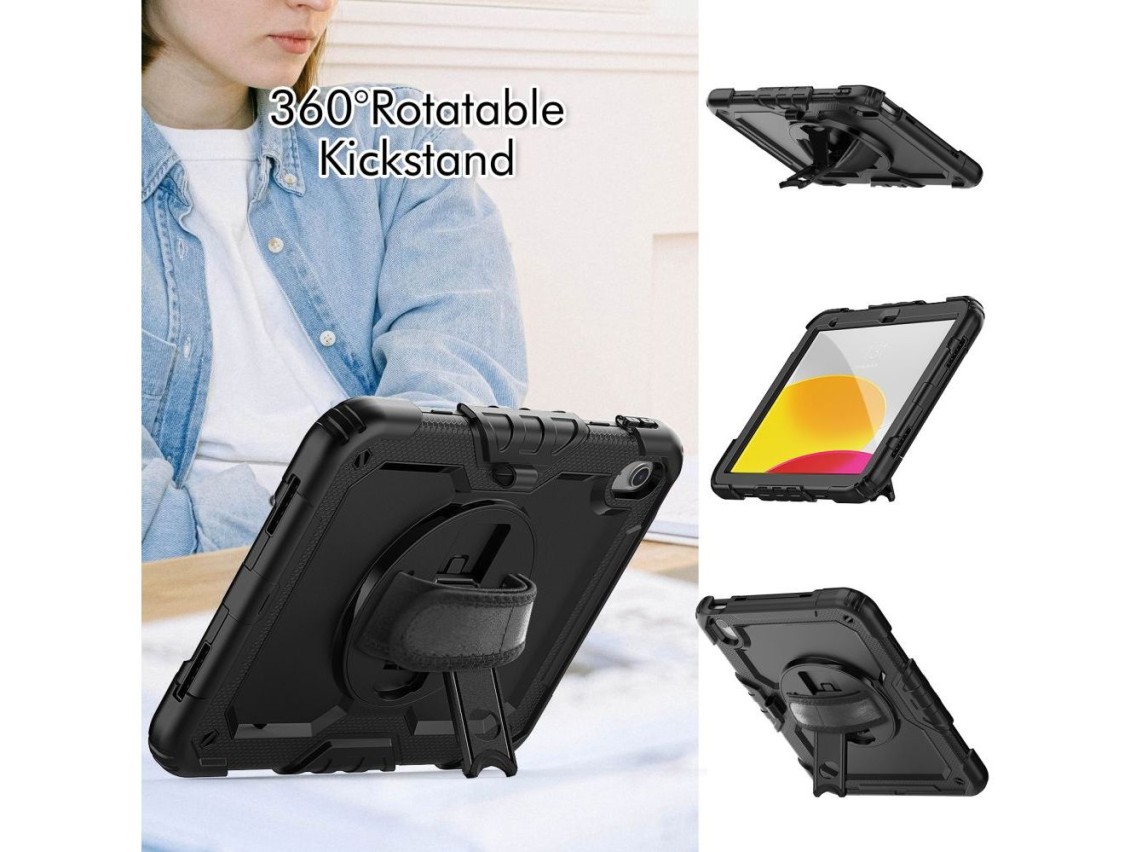 Funda Tech-Protect Solid360 para iPad de 10,9" (2022) - Negra