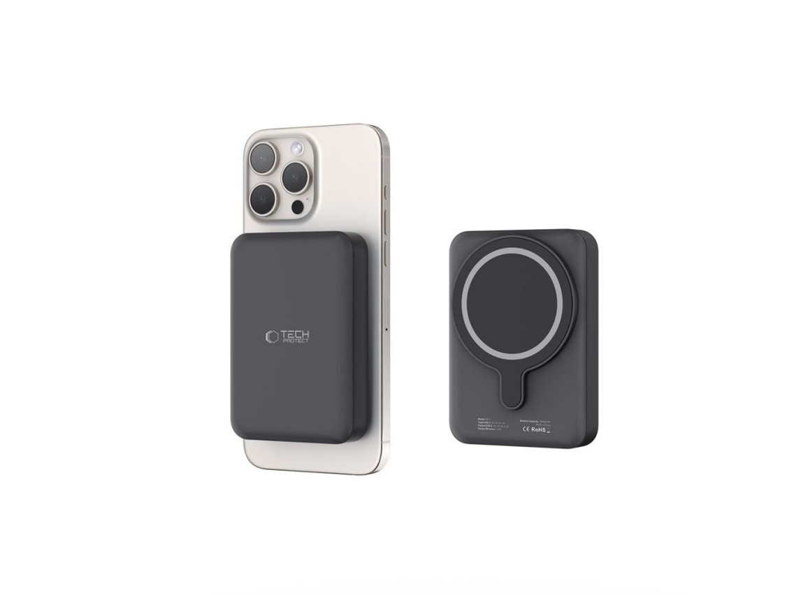 Batería externa Tech-Protect LifeMag PB11 con MagSafe, 10000 mAh, 15 W, puerto USB-C - color negro +