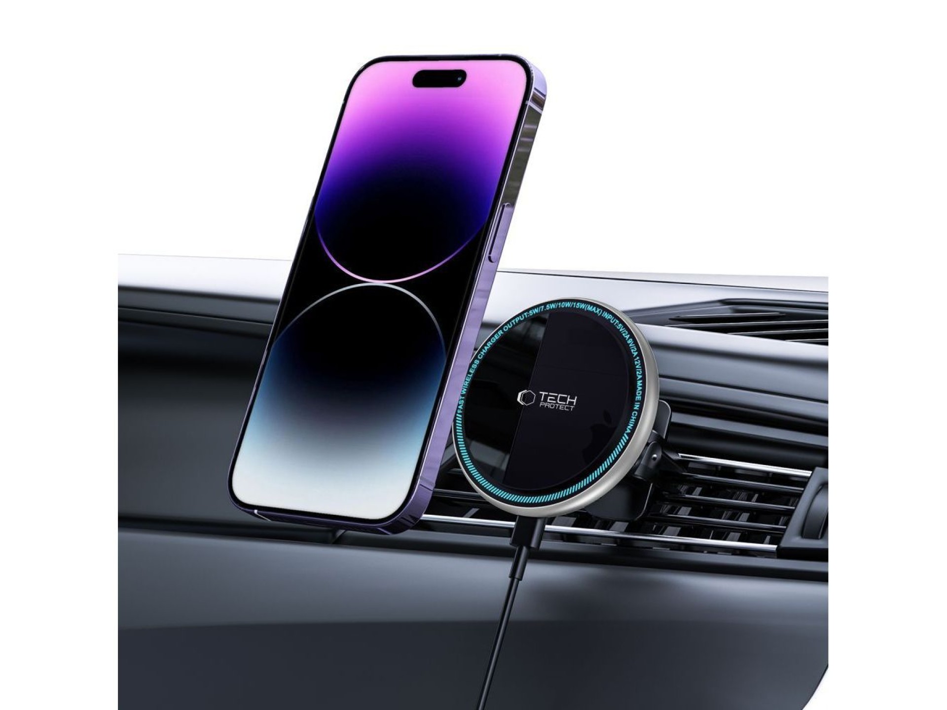 Tech-Protect A2 Car Phone Holder with MagSafe 15W Inductive Charger for Air Vent - Black