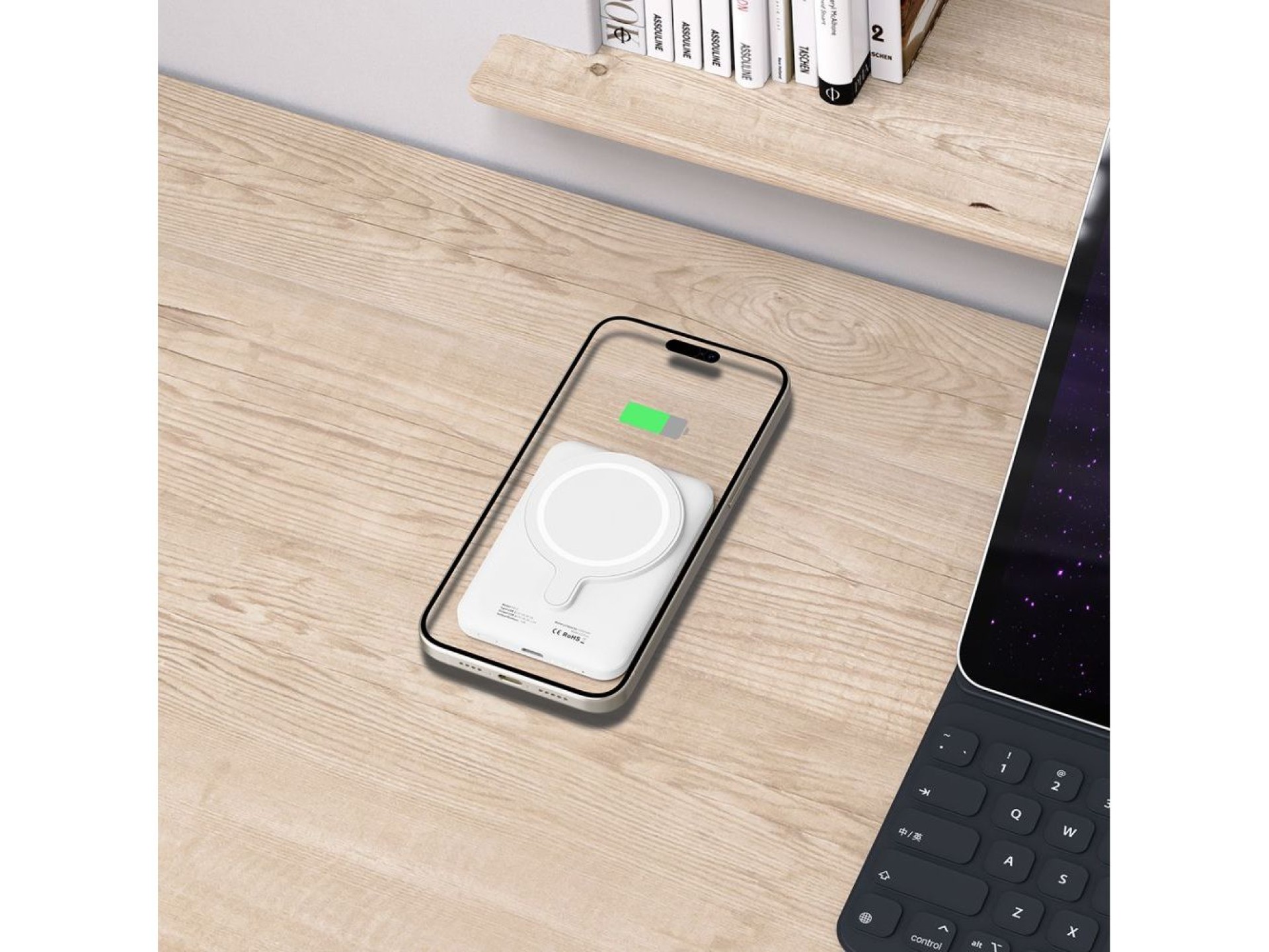 Batería externa Tech-Protect LifeMag PB10 con MagSafe, 5000 mAh, 15 W, puerto USB-C - color blanco +