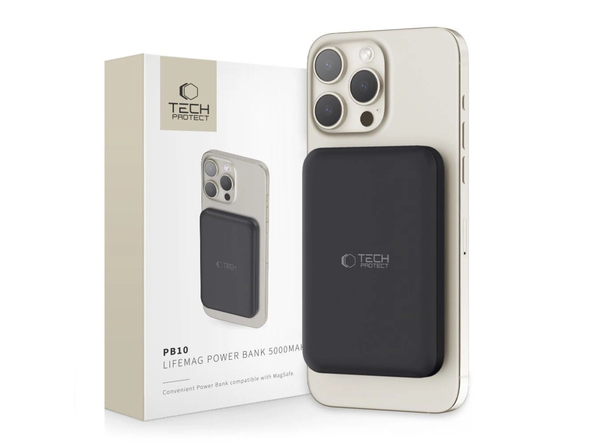 Tech-Protect LifeMag PB10 Powerbank with MagSafe 5000mAh 15W USB-C port - black + USB-C cable
