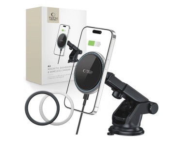 Tech-Protect A2 Car Phone Holder with MagSafe 15W Inductive Charger for Cockpit - Black Tech-Protect A2 Car Phone Holder with MagSafe 15W Inductive Charger for Cockpit - Black