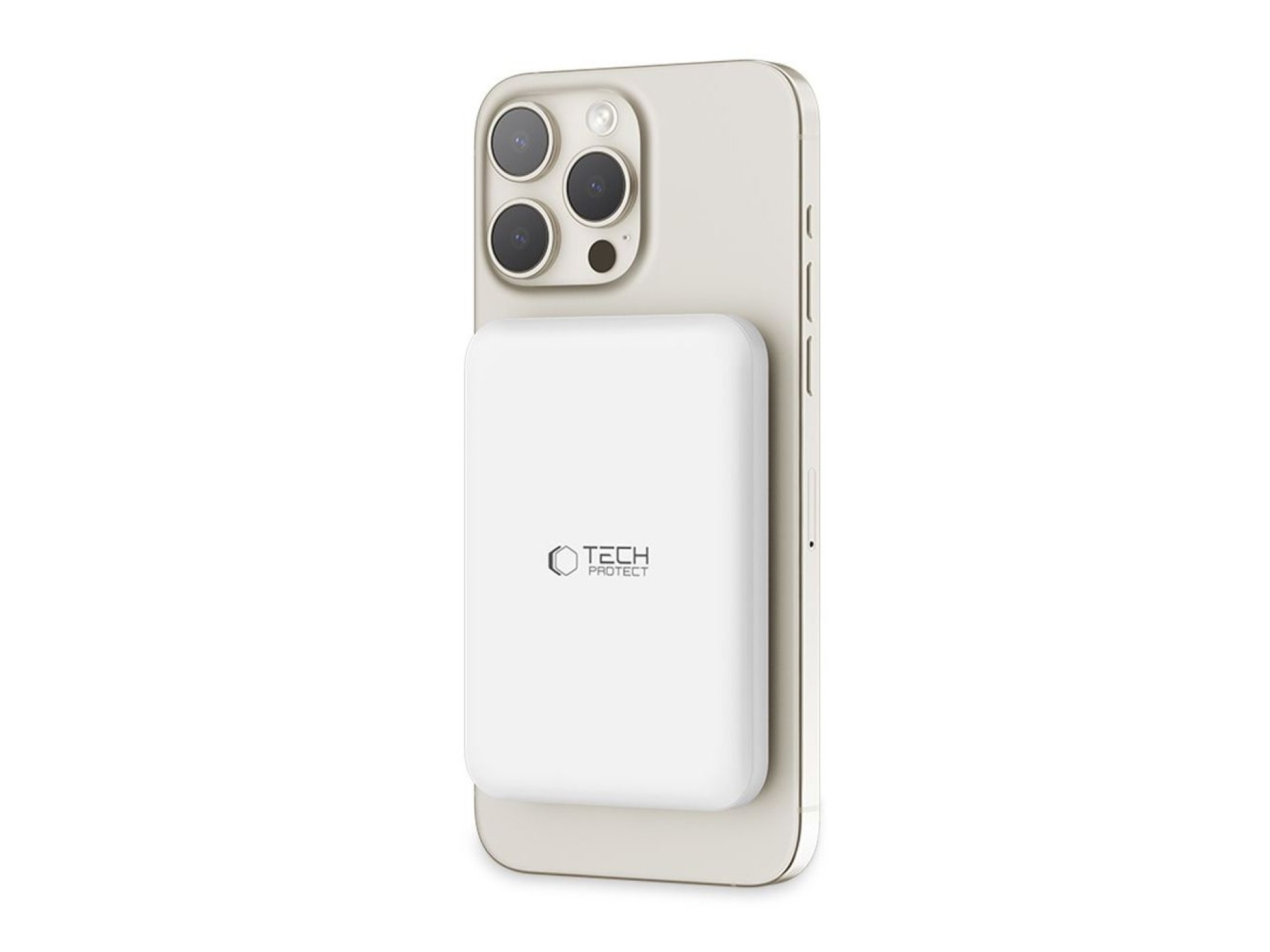 Batería externa Tech-Protect LifeMag PB10 con MagSafe, 5000 mAh, 15 W, puerto USB-C - color blanco +
