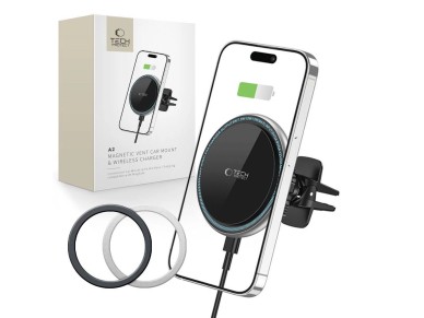 Tech-Protect A2 Car Phone Holder with MagSafe 15W Inductive Charger for Air Vent - Black Tech-Protect A2 Car Phone Holder with MagSafe 15W Inductive Charger for Air Vent - Black