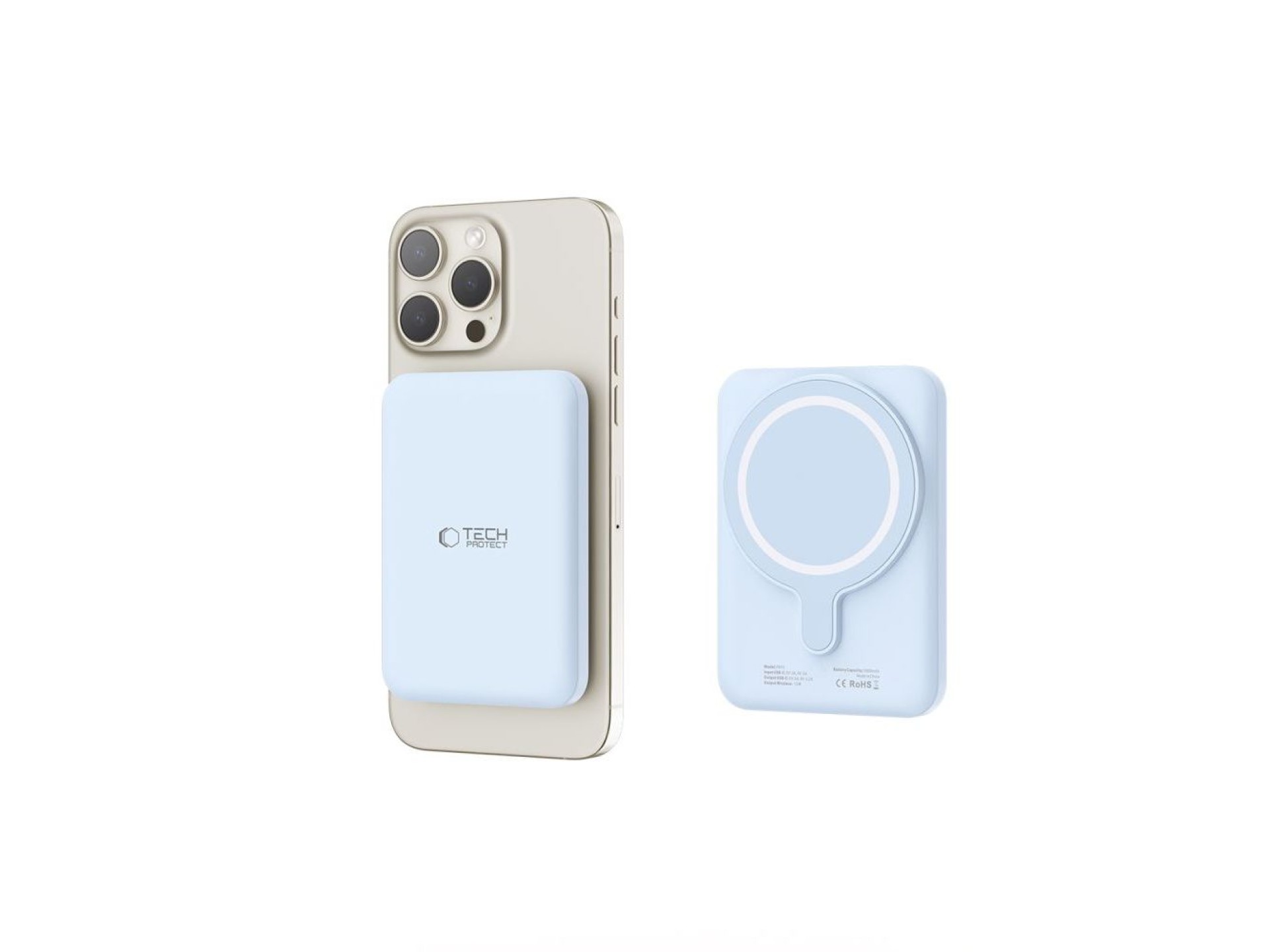Batería externa Tech-Protect LifeMag PB10 con MagSafe, 5000 mAh, 15 W, puerto USB-C - azul + cable U