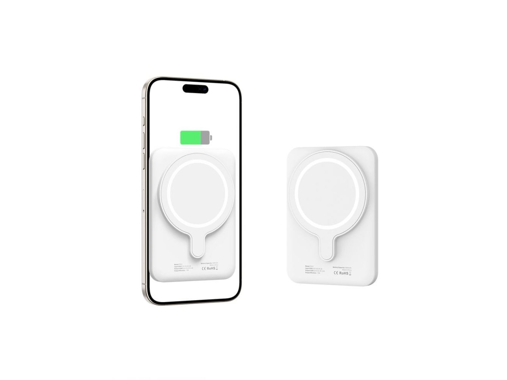 Batería externa Tech-Protect LifeMag PB10 con MagSafe, 5000 mAh, 15 W, puerto USB-C - color blanco +