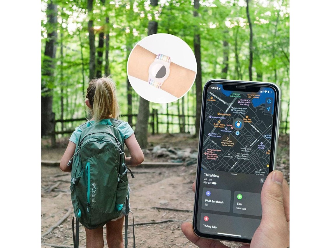 Correa de nailon Tech-Protect para niños para Apple AirTag - Rosa