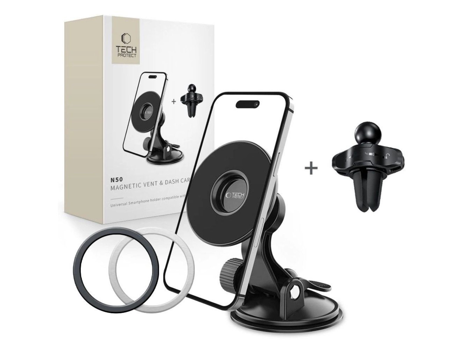 Soporte magnético para teléfono Tech-Protect N50 MagSafe para coche, para habitáculo/rejilla de vent