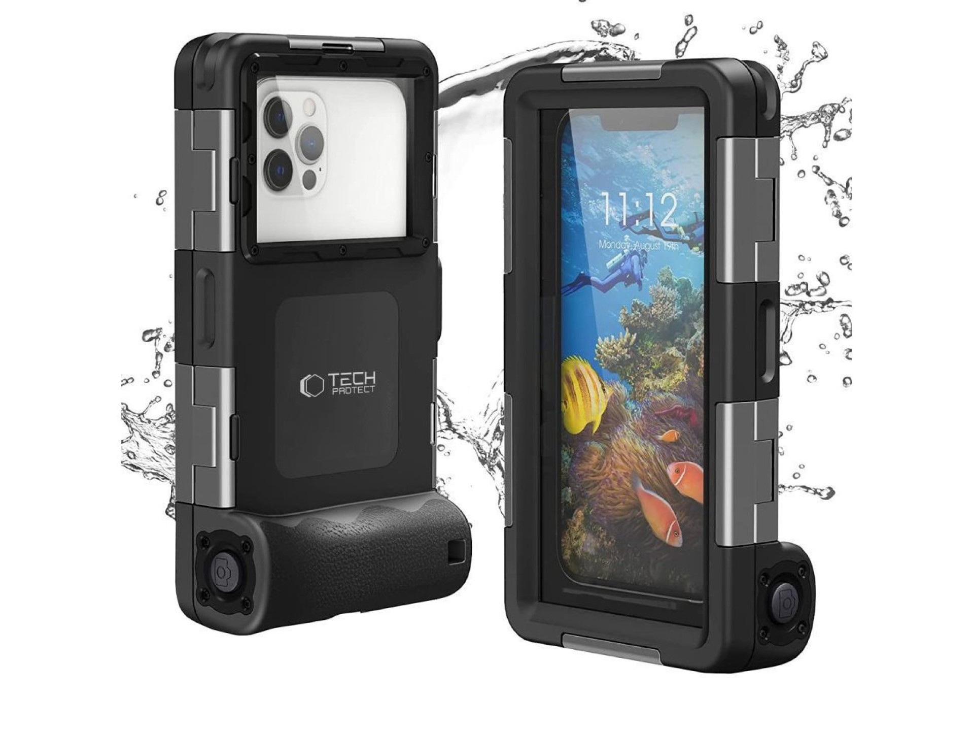 Capa à prova d'água Tech-Protect IPX8 para smartphones de 4,7 a 6,7 ??polegadas - Preta