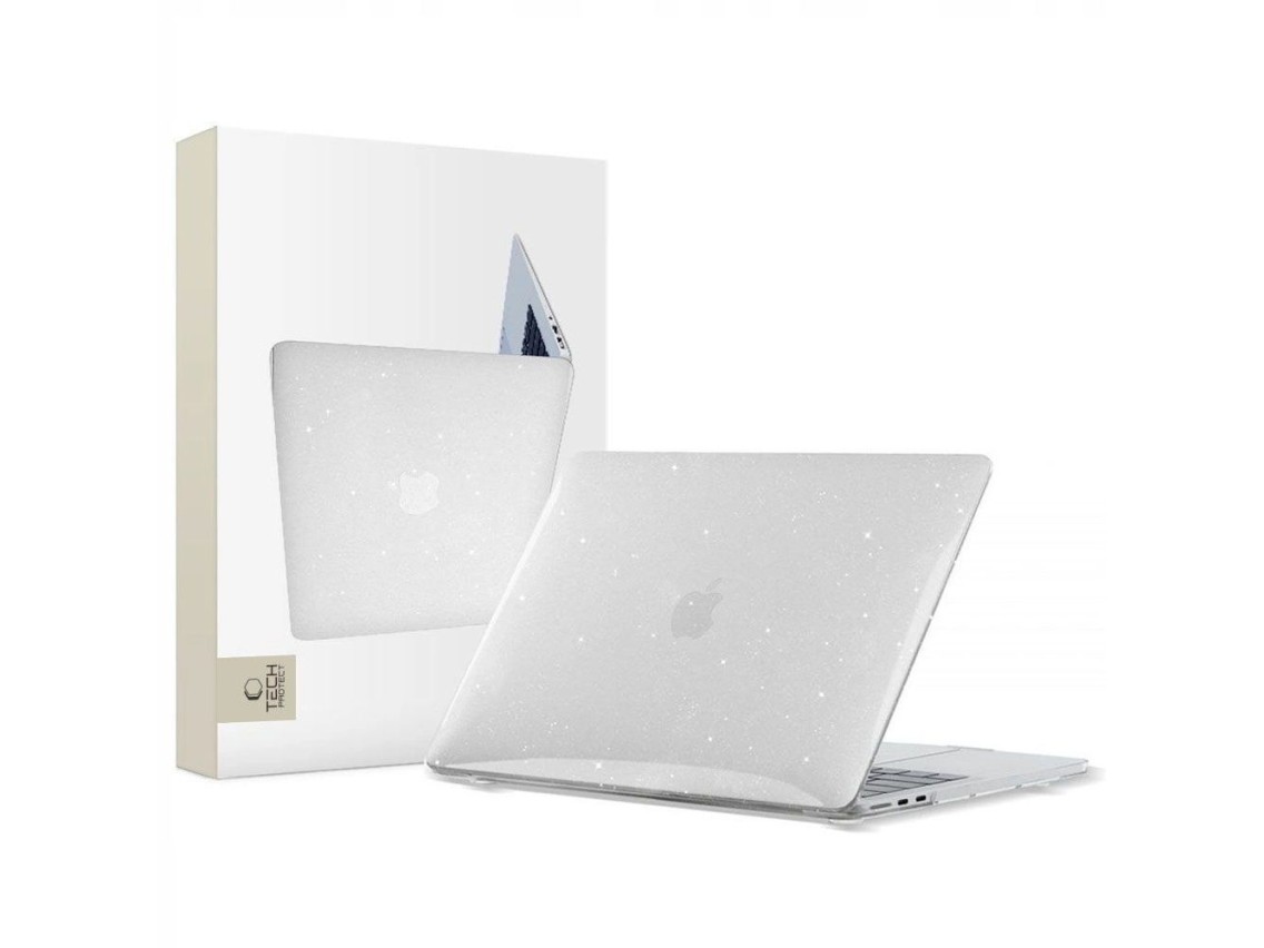 Capa Tech-Protect SmartShell para MacBook Air 13" M2 / M3 / 2022-2024 - Transparente com Glitter