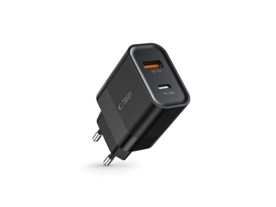 Tech-Protect C30W Charger USB-C PD 30W / USB-A QC 3.0 - Black Tech-Protect C30W Charger USB-C PD 30W / USB-A QC 3.0 - Black