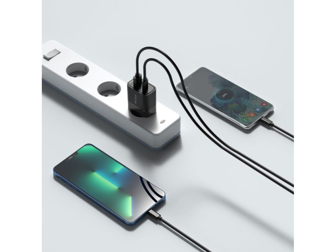 Carregador Tech-Protect C30W USB-C PD 30W / USB-A QC 3.0 - Preto