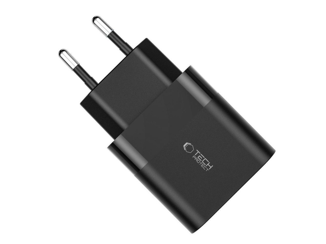 Carregador Tech-Protect C30W USB-C PD 30W / USB-A QC 3.0 - Preto