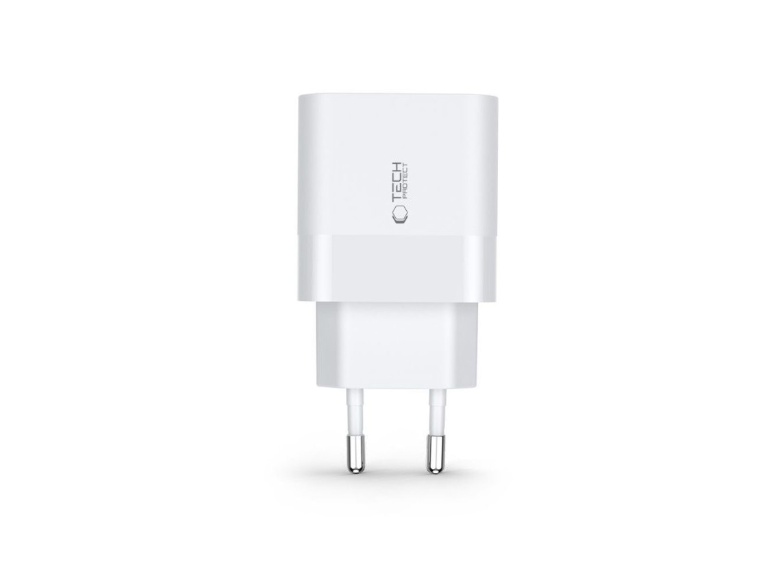 Cargador Tech-Protect C30W USB-C PD 30W / USB-A QC 3.0 - blanco