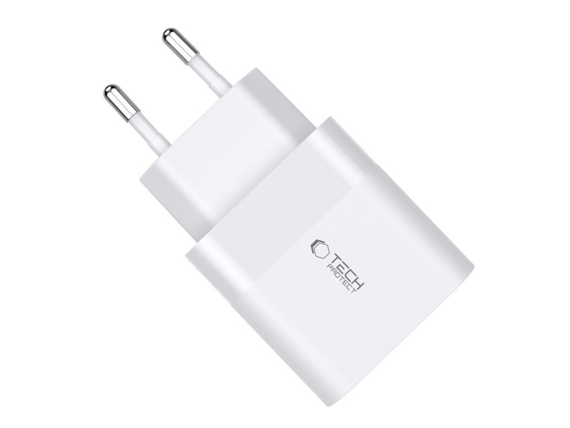 Cargador Tech-Protect C30W USB-C PD 30W / USB-A QC 3.0 - blanco