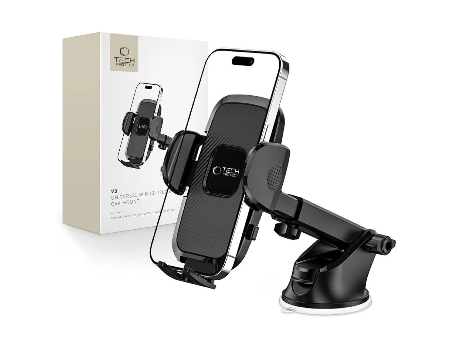 Soporte para teléfono móvil Tech-Protect V3 para parabrisas/cabina - Negro
