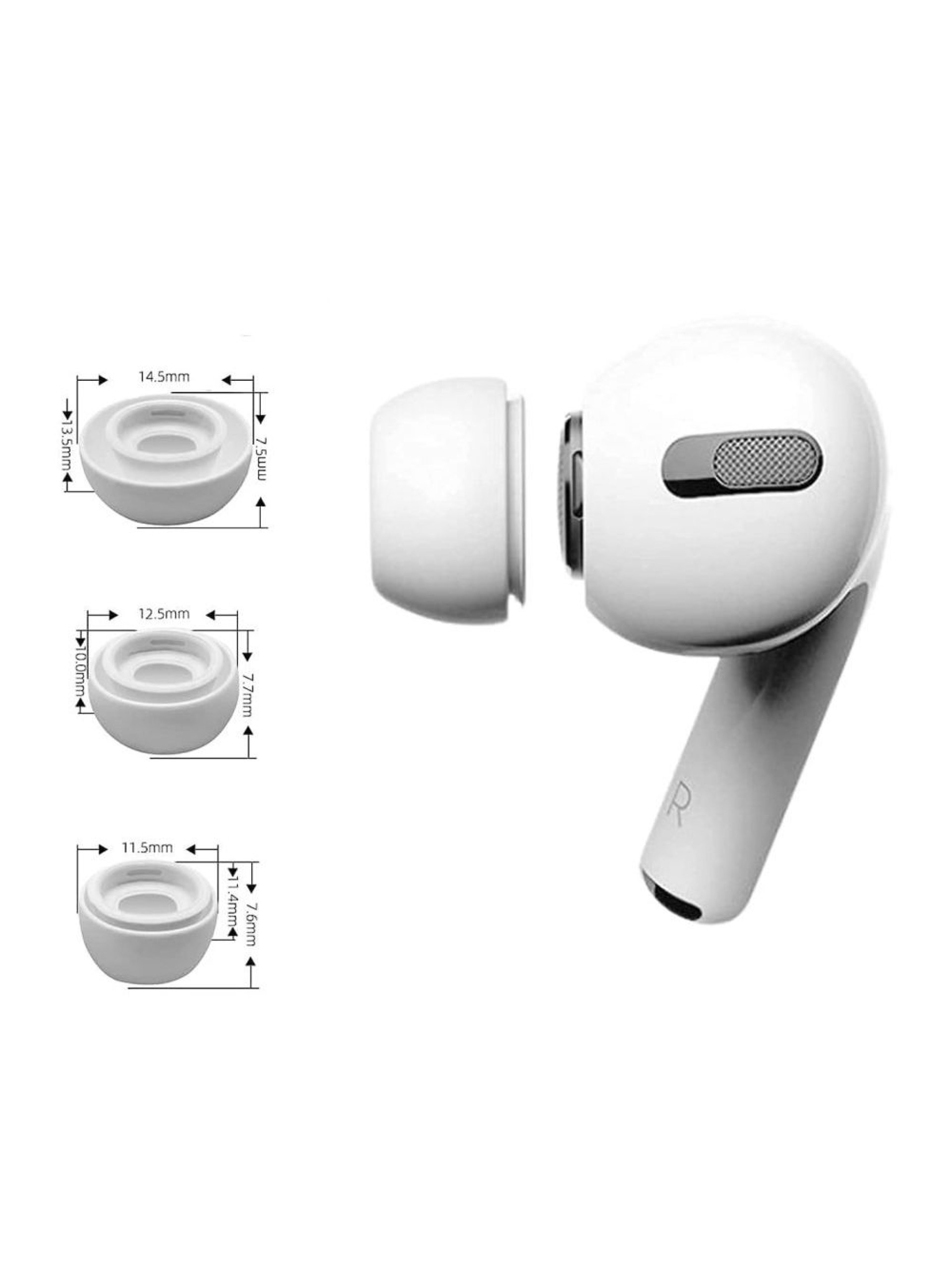 Ponteiras Tech-Protect para AirPods Pro 1/2 nos tamanhos P/M/G - brancas (3 unidades)