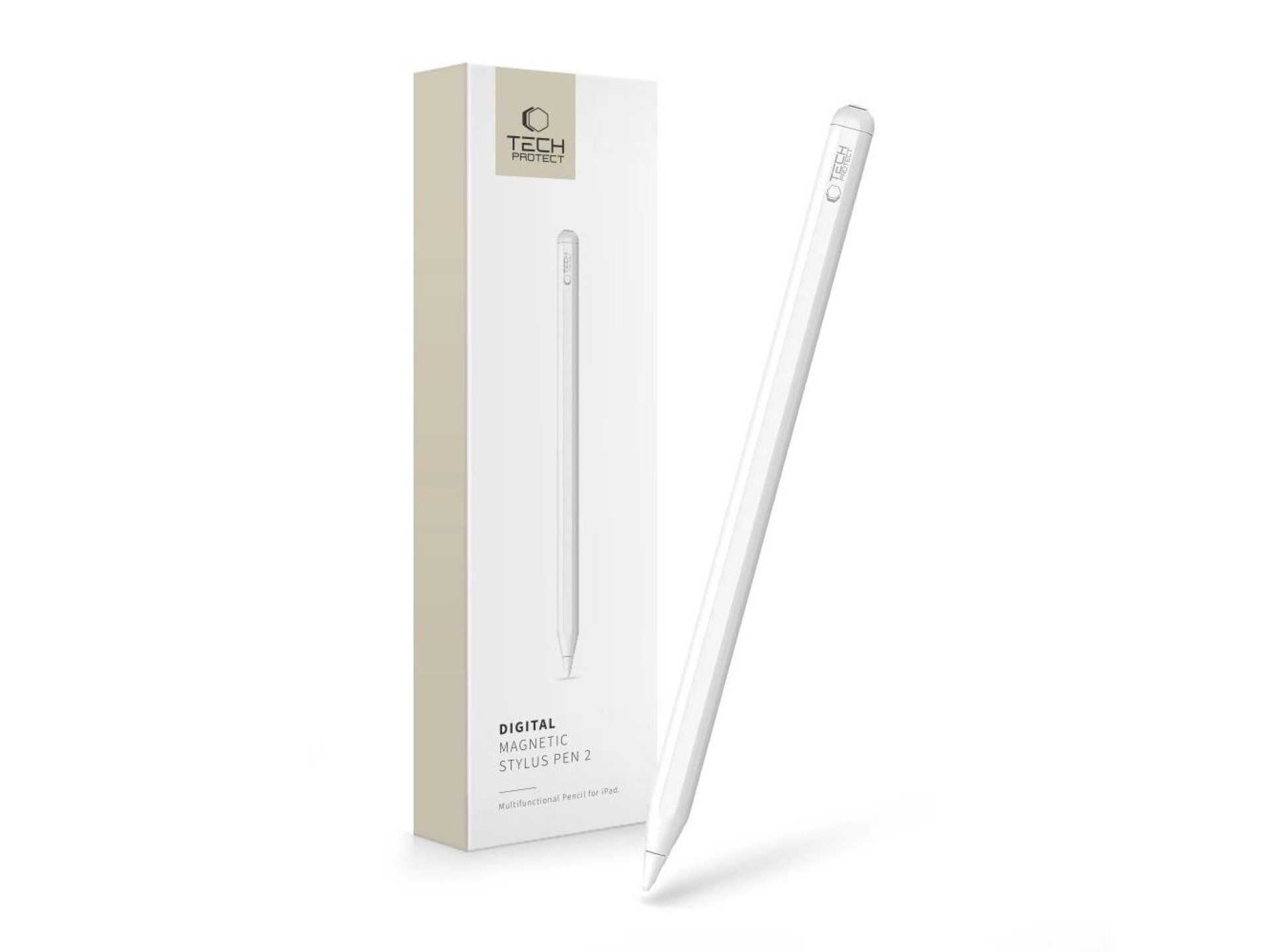 Caneta Stylus Magnética Digital Tech-Protect 2 para iPad e Tablet - Branca