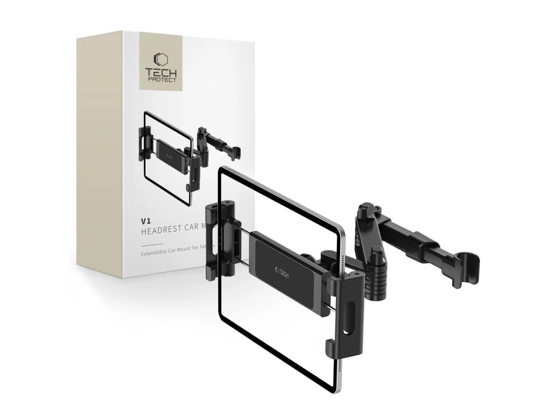 Soporte telescópico para teléfono móvil Tech-Protect V1 para reposacabezas de coche - Negro