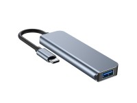HUB Tech-Protect V1 4in1 USB-C - 3x USB-A 2.0 / USB-A 3.0 - gray HUB Tech-Protect V1 4in1 USB-C - 3x USB-A 2.0 / USB-A 3.0 - gray