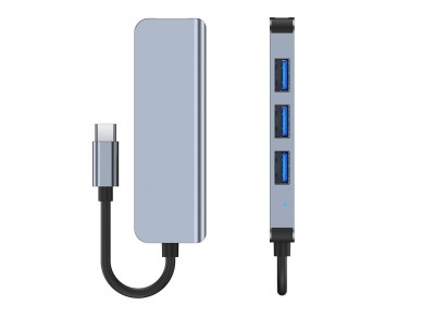HUB Tech-Protect V1 4in1 USB-C - 3x USB-A 2.0 / USB-A 3.0 - gray