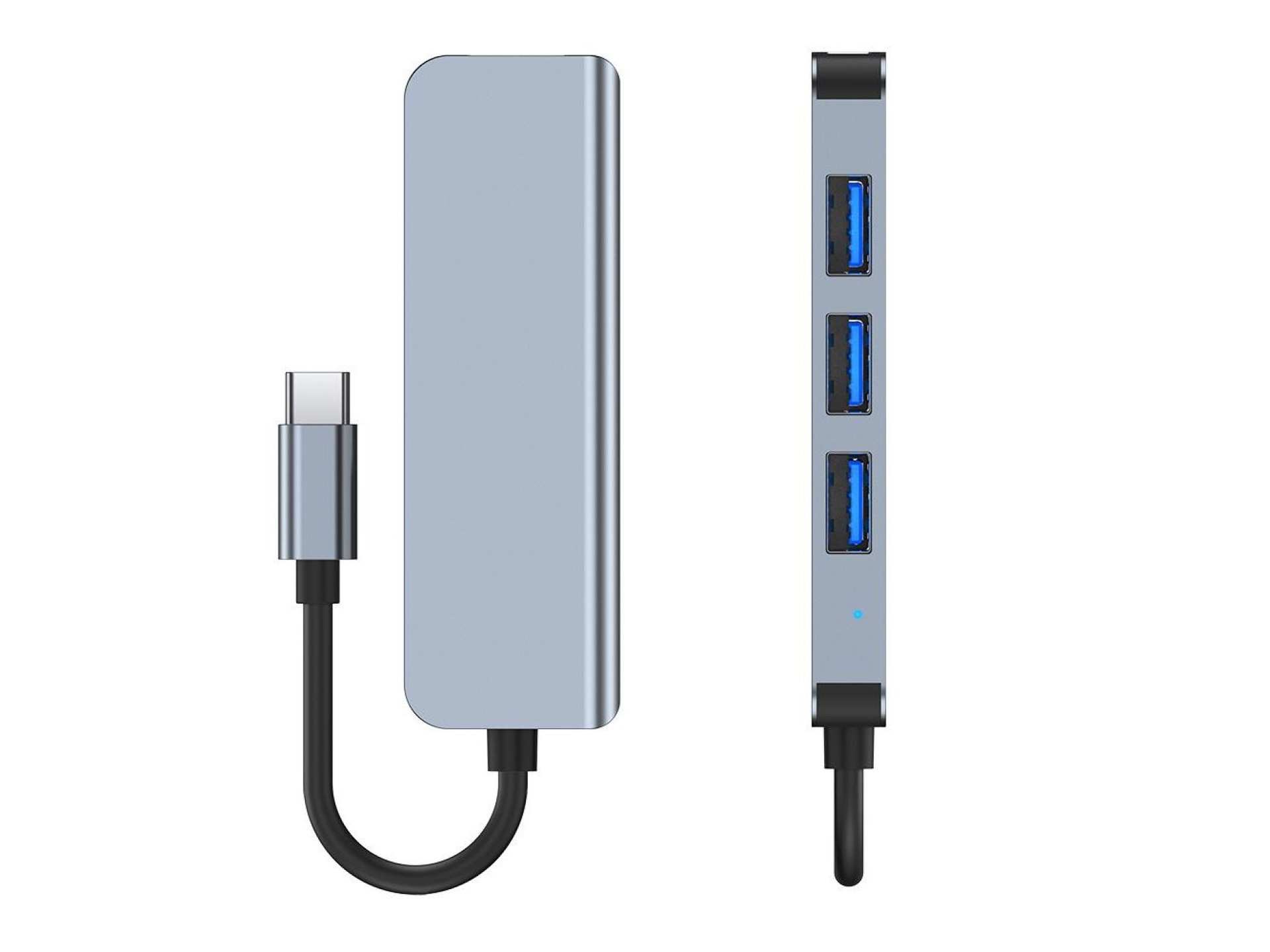 Hub Tech-Protect V1 4 em 1 USB-C - 3x USB-A 2.0 / USB-A 3.0 - cinza