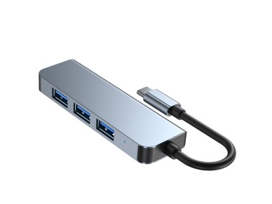 HUB Tech-Protect V1 4in1 USB-C - 3x USB-A 2.0 / USB-A 3.0 - gray