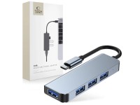HUB Tech-Protect V1 4in1 USB-C - 3x USB-A 2.0 / USB-A 3.0 - gray