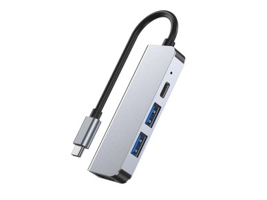 HUB Tech-Protect V2 4 en 1 USB-C - USB-A 3.0 / USB-A 2.0 / USB-C / HDMI - gris
