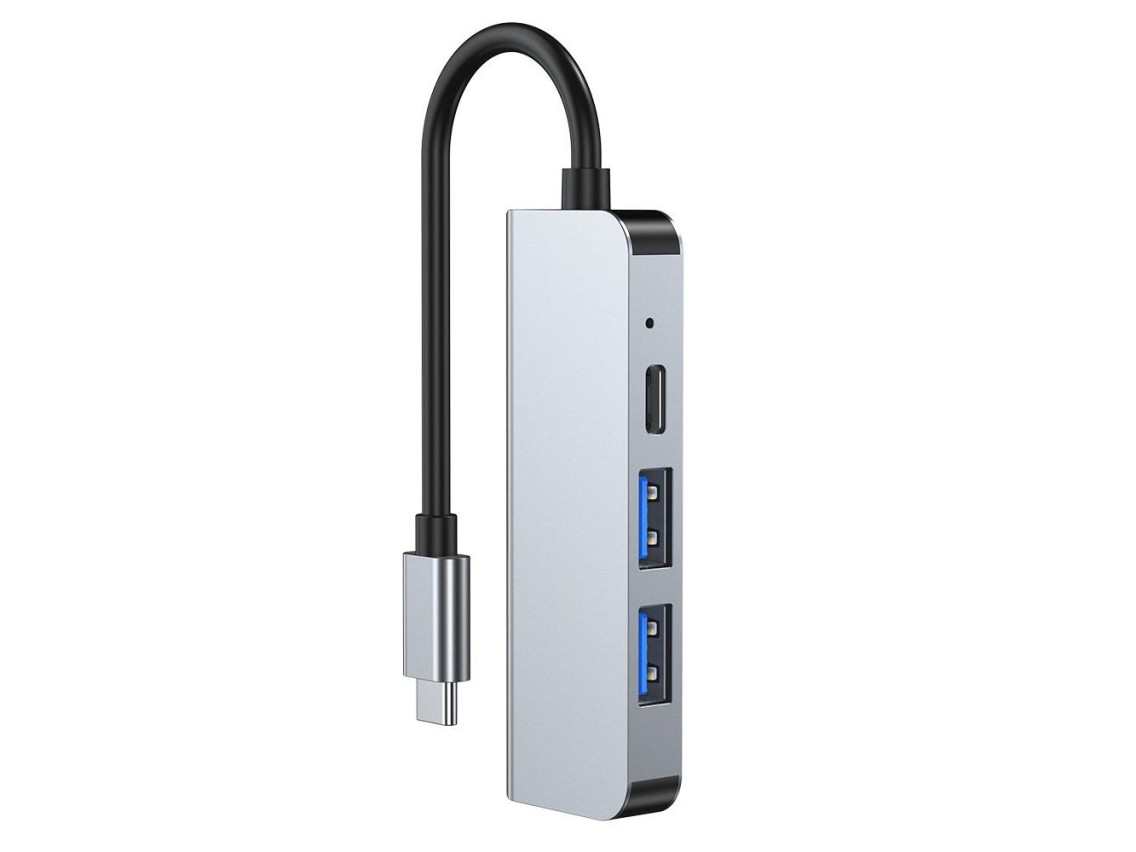 HUB Tech-Protect V2 4 en 1 USB-C - USB-A 3.0 / USB-A 2.0 / USB-C / HDMI - gris