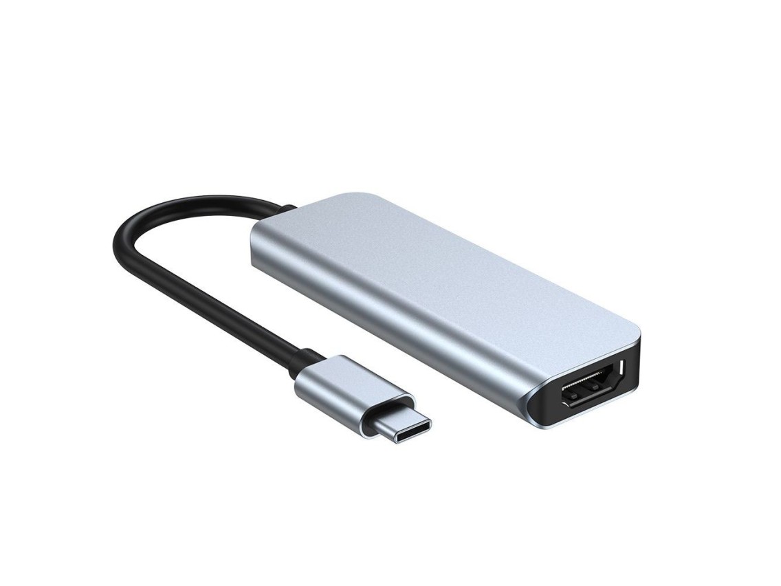 HUB Tech-Protect V2 4 en 1 USB-C - USB-A 3.0 / USB-A 2.0 / USB-C / HDMI - gris