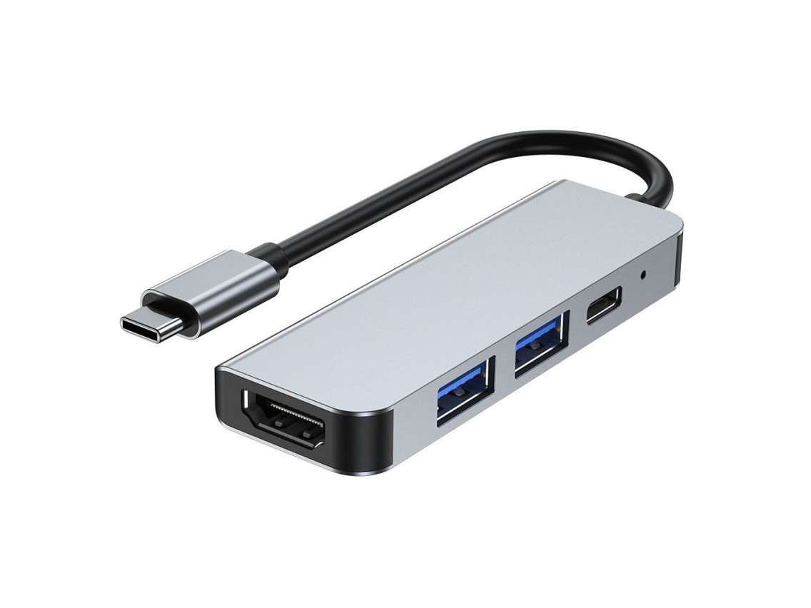 HUB Tech-Protect V2 4 en 1 USB-C - USB-A 3.0 / USB-A 2.0 / USB-C / HDMI - gris