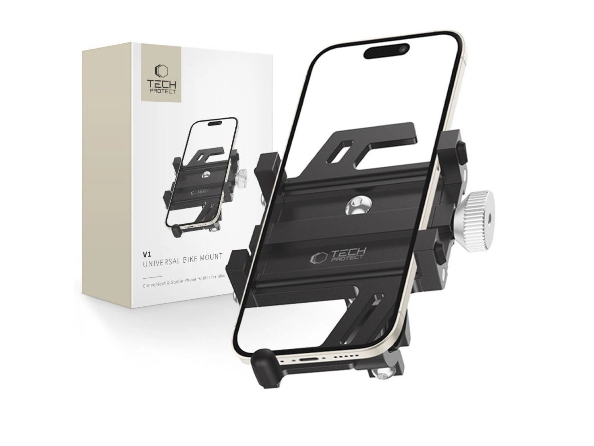 Soporte universal para teléfono de bicicleta Tech-Protect V1 - Negro