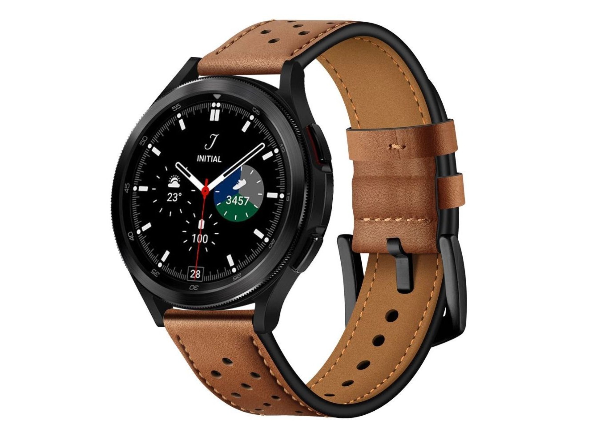 Pulseira de couro Tech-Protect para Samsung Galaxy Watch 4 / 5 / 5 Pro / 6 / 7 / FE - Marrom