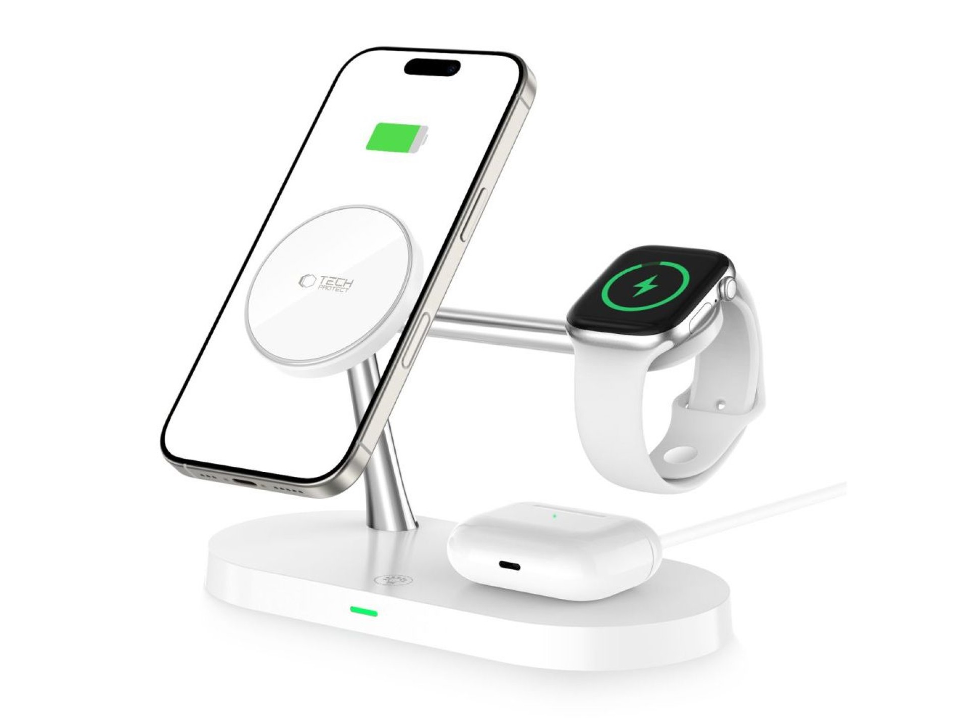 Cargador inductivo Tech-Protect A12 3 en 1 MagSafe para smartphone/auriculares/reloj inteligente - B