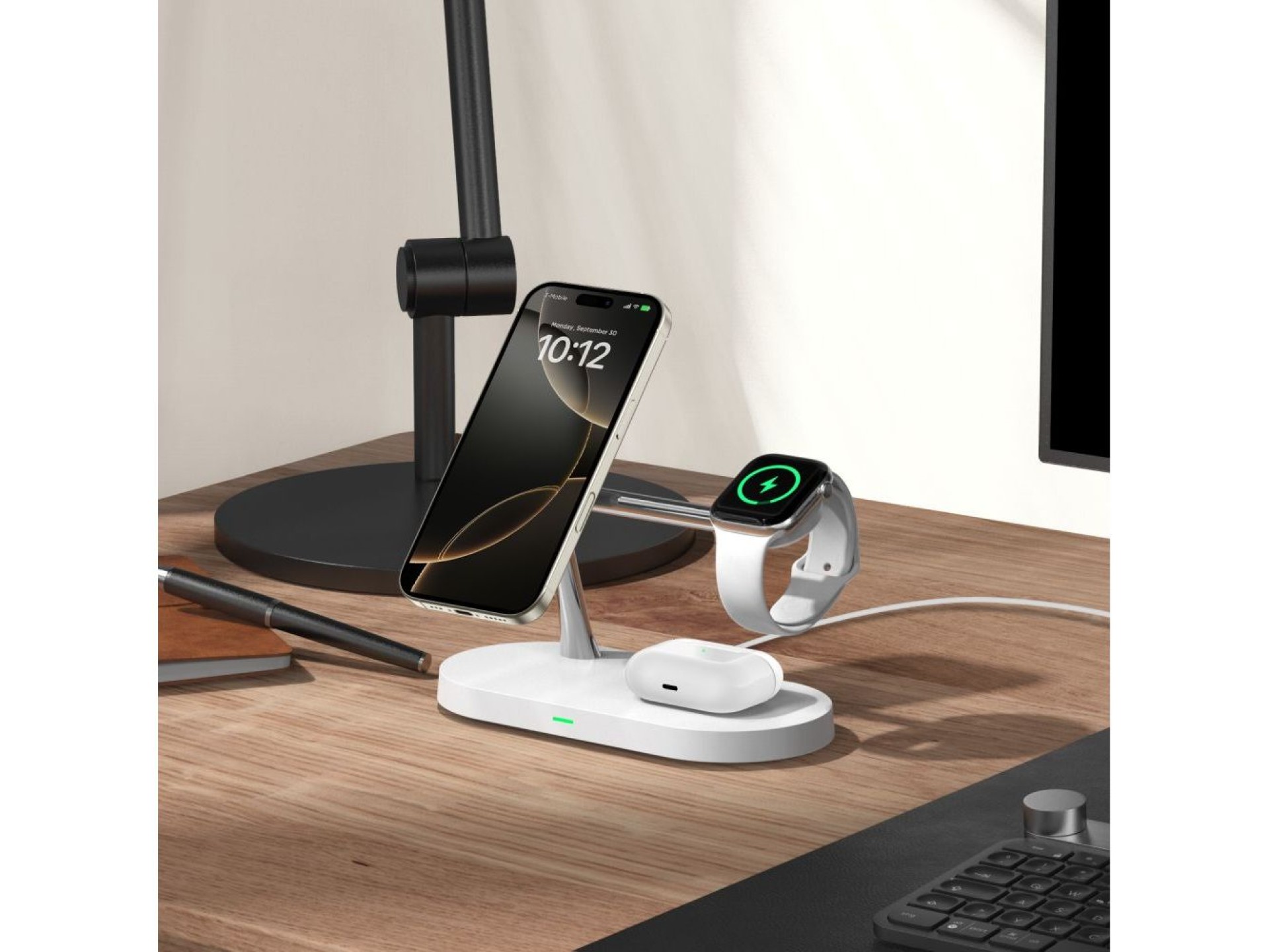 Cargador inductivo Tech-Protect A12 3 en 1 MagSafe para smartphone/auriculares/reloj inteligente - B